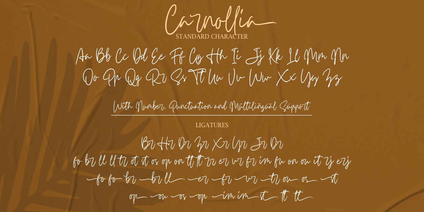 Ejemplo de fuente Carnollia Signature Regular
